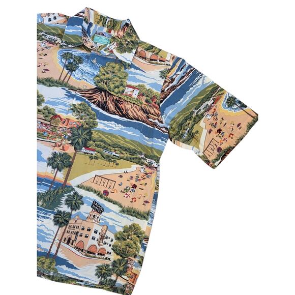 REYN SPOONER Laguna Beach Men's California Landmarks Aloha Hawaiian Shirt | M - Picture 6 of 16